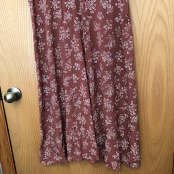 Vintage 1940s Rayon Dress Floral Reddish Brown V Neck Shoulder Gathers 14 Large - Picture 3 of 9